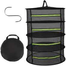 Herb Drying Rack with Collapsible Hanging Mesh, Built-in Steel Wire Ring and Insect-Proof Mesh for Secure Drying, Zipper Closure Design for Garden,