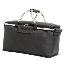 Sac à picnic pliable avec isolation, en tissu Oxford noir, 24,7 oz, glacière de voyage