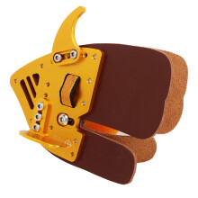 Tappo per le dita per tiro con l'arco, pelle e alluminio, colore marrone oro, misura S