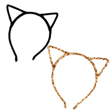 Animal Ears Headband with Leopard Print Design, Realistic Leopard Ear Effect Plush Fabric Cute Cat Ear Hair Accessory, Adjustable and Non-Slip Fit