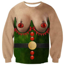Bluza z okrągłym dekoltem w stylu unisex, brzydka, świąteczna, z długim rękawem i grafiką 3D, z pełnym nadrukiem, miękka i wygodna, nowość