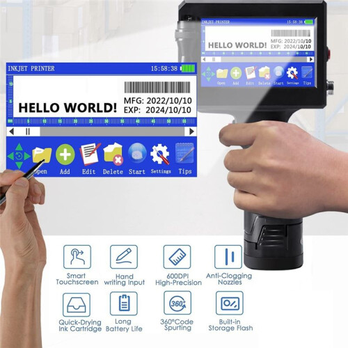Handheld Inkjet Printer, for QRCode Barcode Production Date  Logo Batch Number Print  Metal Wood US Plug 2