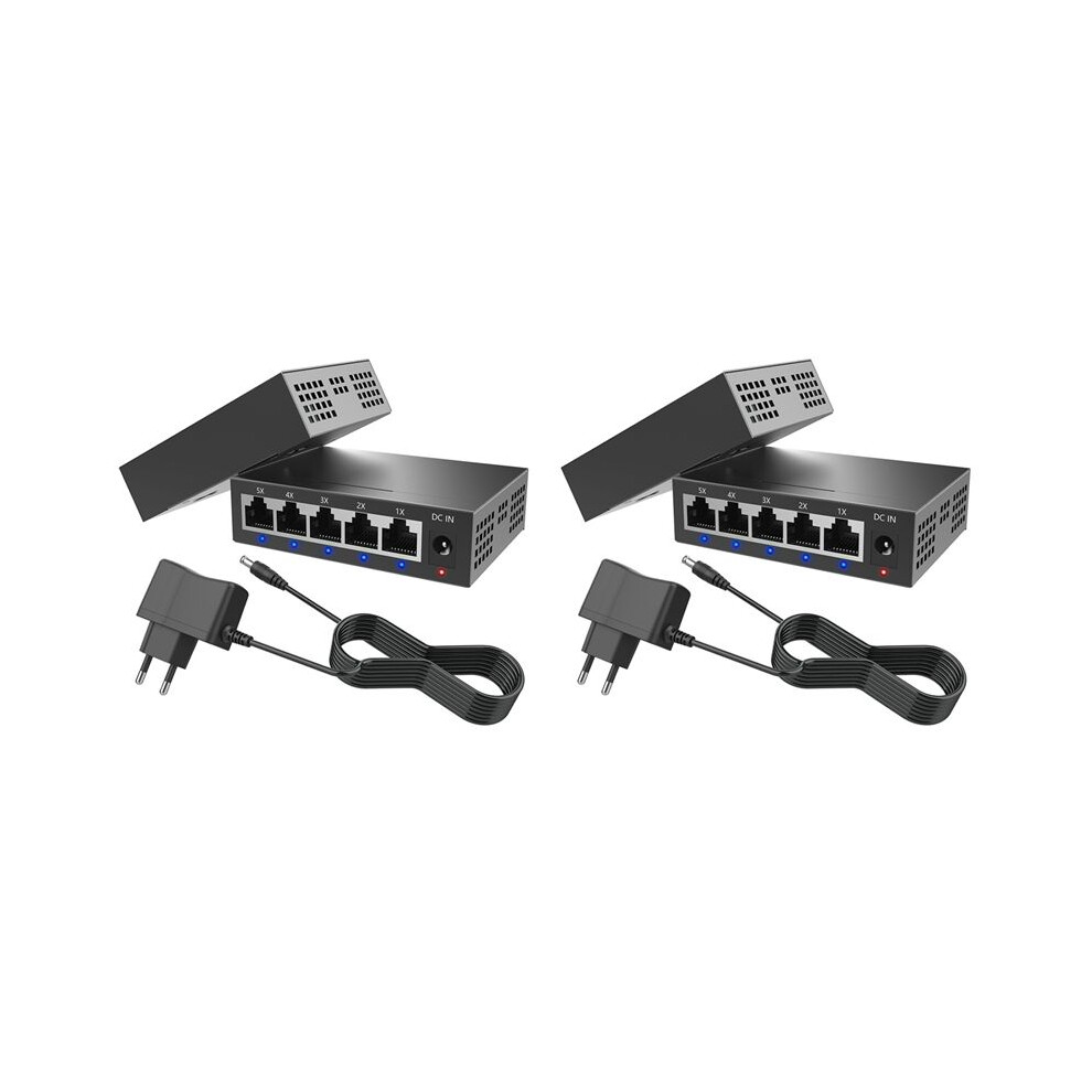 2X 5 Port Gigabit Industrial 1000Mbps Network Ethernet Home Splitter Network Distributor Eu Plug 6032645683755