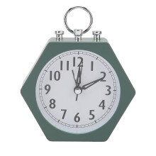 Silent Sweep Movement Alarm Clock Battery Operated Contemporary Graphic Dial Modern Design Metal Case Compact Glass Lens For Bedside Table Bathroom De