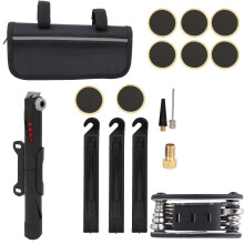 Bolsa de reparación de bicicletas, kit de reparación de bicicletas con multiherramienta 16 en 1 y llaves Allen, herramienta portátil para ciclismo