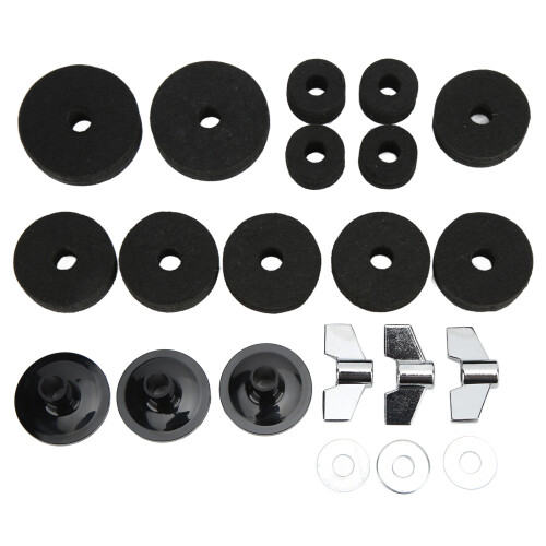 21Pcs Cymbal Replacement Accessories Felt Sleeves Wing Nuts Washers Black 1