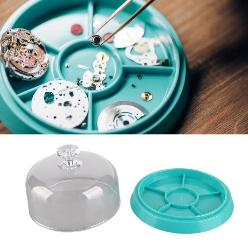 Watch Movement Dust Cover Storage Box, 6 Grids, Plastic, 103mm