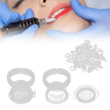 50 Stück transparente Einweg-Tattoo-Pigment-Ringbecher, Durchmesser 15 mm