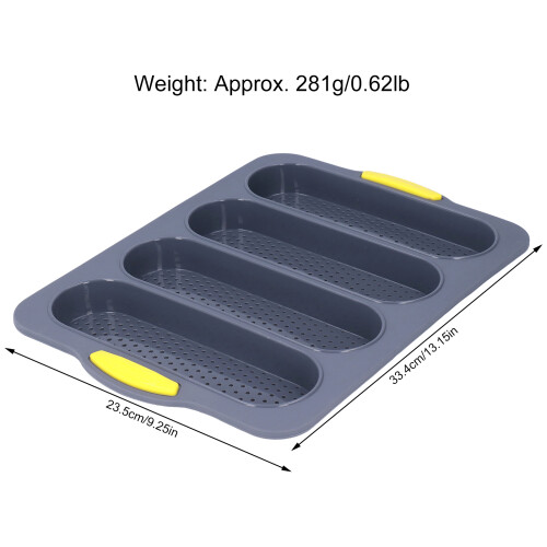Silicone-Baguette-Form mit 4 Rippen, Hellgrau, 33,4x23,5 cm 2