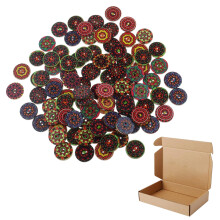 100 stuks houten knopen, vintage ronde knopen, retro knopen, geometrische knopen, handgemaakte knopen, diverse vintage ronde houten bloemmotieven voor