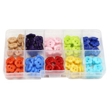 Gekleurde hars bloemknopen voor knutselprojecten, 100 stuks 12,5 mm babyknopen met plastic opbergdoos, knopen met 2 gaatjes voor baby- en