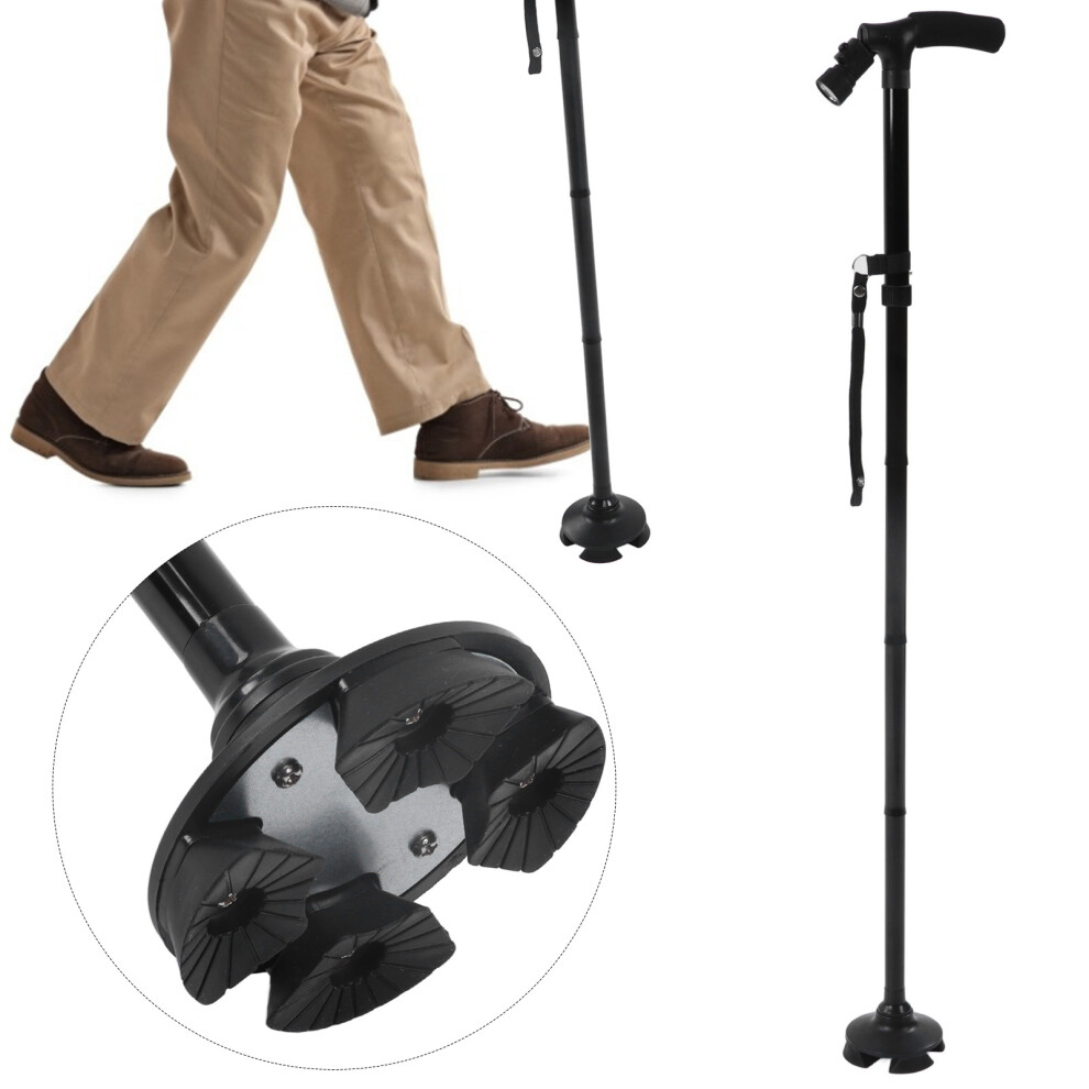 Aluminum Alloy Telescopic Crutches with Torch, Adjustable, 95cm