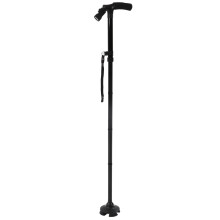 Bastón ajustable, bastón ergonómico con linterna LED de 6 luces para mayor seguridad nocturna, ligero y portátil, 5 alturas
