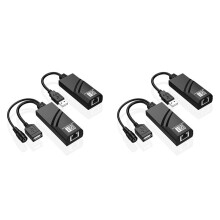 2X USB 2.0 Extender Via Cat5 Cat5E Cat6 Ethernet-Kabeloverdracht Tot 100 M RJ45-Ontvanger met DC5V/2A-Stroomadapter (EU)