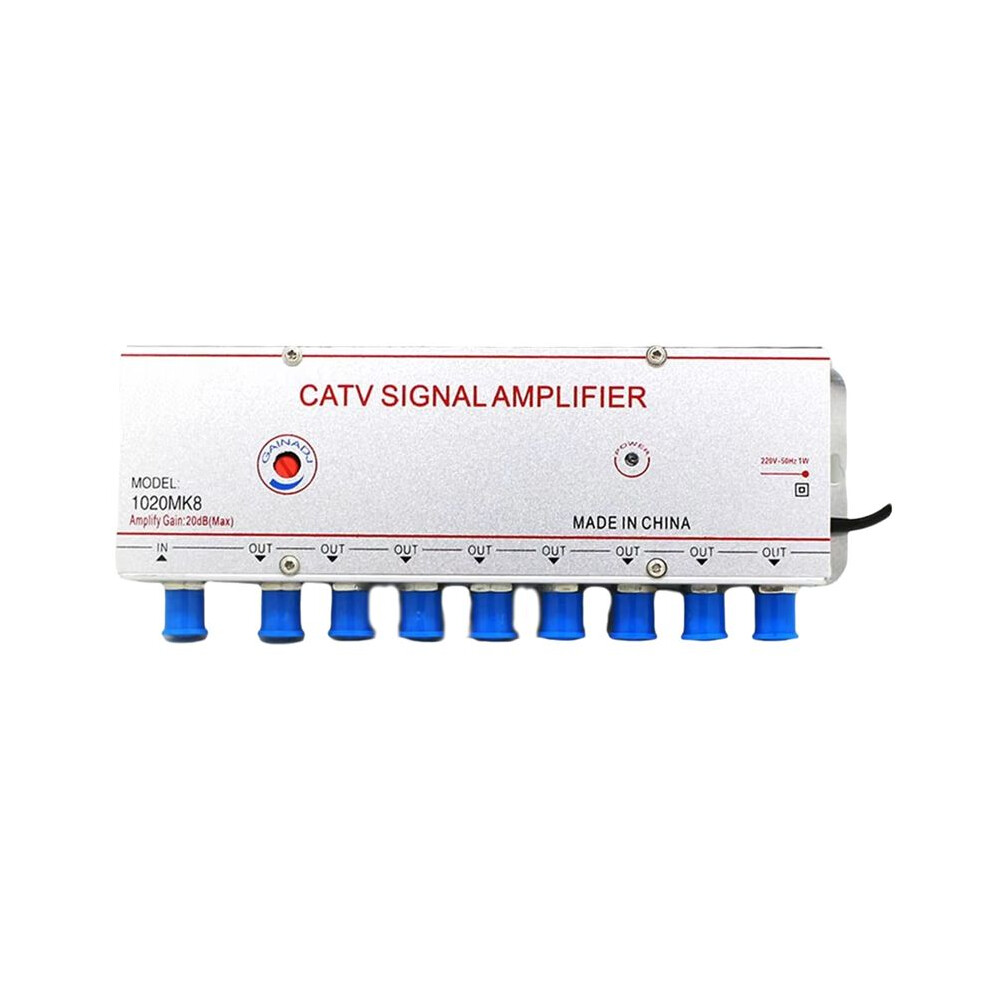1020Mk8 Catv Signal Amplifier 1In8 Out 20Db Cable Tv Splitter Amplifier Digital Tv Antenna Signal Booster Eu Plug 4711095912159