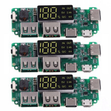 3 Peças Placa de Carregador de Bateria de Lítio LED Dual USB 5V 2.4A Tipo-C USB Mobile Power Bank 18650 Circuito de Módulo de Carregamento