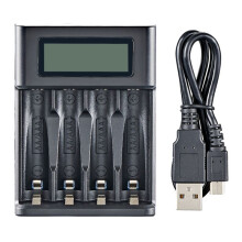 4-Slot LCD Display Battery Charger  USB Charger for 4 AA or AAA Batteries