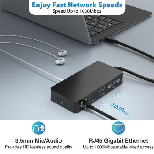 For Surface Pro7/8/9/X/11 Docking Station 12 in 1 Multi-Function Gigabit Network Port 100WPD Power Supply 2