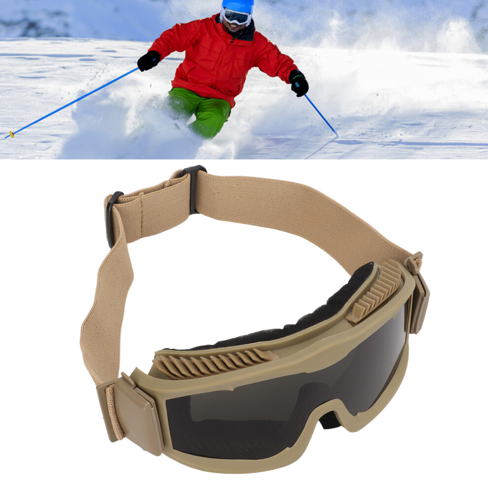 Explosion Proof Outdoor Goggles With Interchangeable Lenses, Khaki 9321376207444