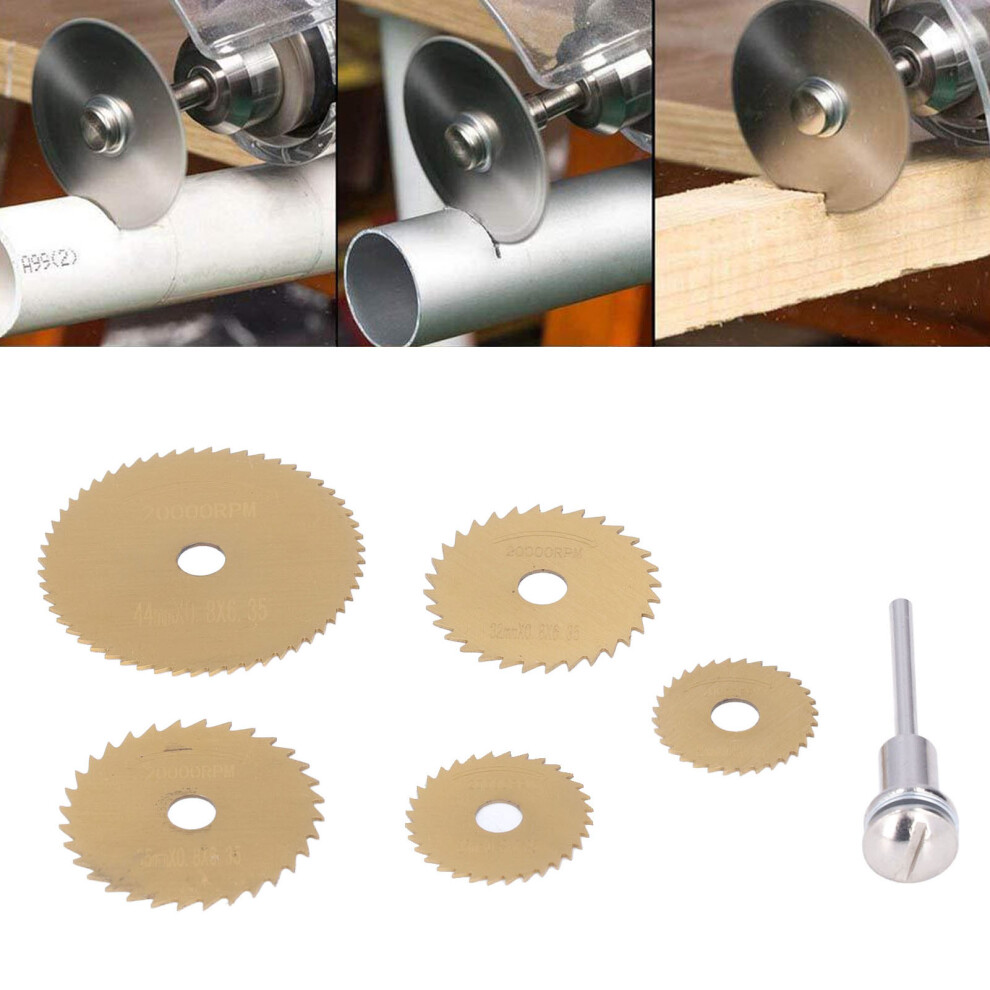6Pcs Hss Circular Saw Blade Set, 44/35/32/25/22Mm, Golden 3081376208235