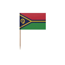 Coches de dientes Bandera de Vanuatu - 12 cm - 100 piezas - Plástico adhesivo - Palo de bambú - Pixelforma