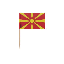 Tandenstoker Vlag van Noord-Macedonië - 12 cm - 100 stuks - Plastisch adhesief - Bamboestok - Pixelforma