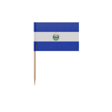 Palitos de Dente Bandeira de El Salvador - 12 cm - 100 peças - Plástico adesivo - Bastão de bambu - Pixelforma