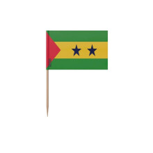 Palitos de Dente Bandeira de São Tomé e Príncipe - 6.5 cm - 100 peças - Plástico adesivo - Pau de bambu - Pixelforma