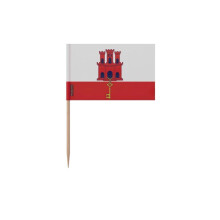 Palillos de bandera de Gibraltar - 12 cm - 100 piezas - Plástico adhesivo - Palo de bambú - Pixelforma