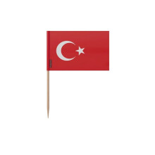 Palillos de dientes Bandera de Turquía - 8 cm - 100 piezas - Plástico adhesivo - Palo de bambú - Pixelforma
