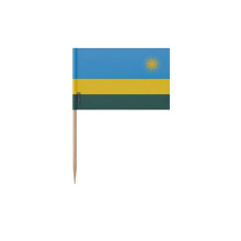Prikkers Vlag van Rwanda - 6.5 cm - 100 stuks - Plakkerig plastic - Bamboehouten stok - Pixelforma