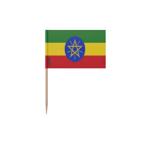 Palitos de Dente Bandeira da Etiópia - 8 cm - 100 peças - Plástico adesivo - Bastão de bambu - Pixelforma