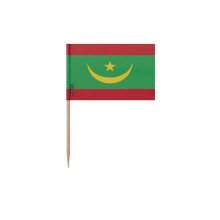 Officiële Mauritanië vlag tandenstokers - 12 cm - 100 stuks - Plastic plakmateriaal - Bamboe stokje - Pixelforma