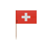 Palillos Drapeau y armas de Suiza - 8 cm - 100 piezas - Plástico adhesivo - Palo de bambú - Pixelforma