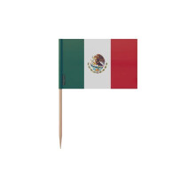 Palitos de Dente Bandeira do México - 8 cm - 100 peças - Plástico adesivo - Bastão de bambu - Pixelforma