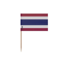 Palillos con bandera de Tailandia - 8 cm - 100 piezas - Plástico adhesivo - Palo de bambú - Pixelforma