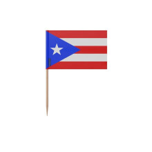 Prikkers Vlag van Puerto Rico - 12 cm - 100 stuks - Kleefplastic - Bamboestok - Pixelforma