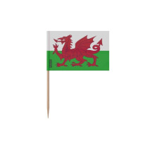 Pañuelos Drapeau del país de Gales - 8 cm - 100 piezas - Plástico adhesivo - Palo de bambú - Pixelforma