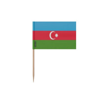 Palitos de dente Bandeira do Azerbaijão - 10 cm - 100 peças - Plástico adesivo - Bastão de bambu - Pixelforma