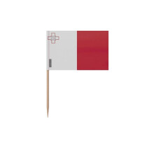 Tandenstoker Vlag van Malta - 10 cm - 100 stuks - Plakplastic - Bamboestok - Pixelforma