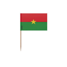 Palillos Drapeau de Burkina Faso - 8 cm - 100 piezas - Plástico adhesivo - Palo de bambú - Pixelforma