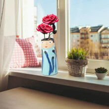 Bemalte Familienvase aus Kunstharz, romantisch,