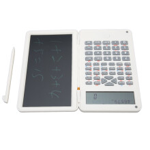 Calculatrice scientifique LCD Ă 10 chiffres avec bloc-notes, dimensions 150x90x15mm, blanche