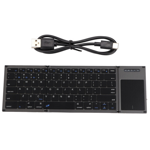 Sensitive Touchpad Foldable Keyboard, Portable Wireless Bluetooth Keyboard for Multi Devices, Rechargeable Battery & Low Profile Keys, Stable