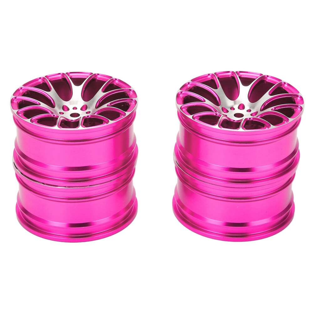 Aluminium Rc Wheel Hubs 4Pcs 52Mm Rims For Tamiya Tt-01 1/10 Scale Rc Car Pink 7671376226740