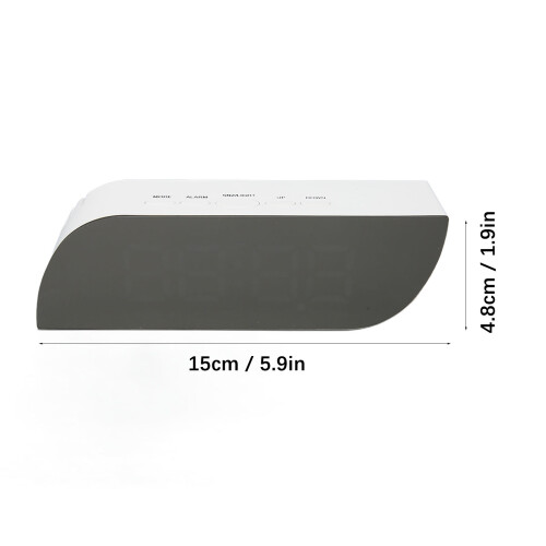 Multifunktionaler LED-Spiegel-Wecker Weiß 15x4,8cm Nachttisch 1