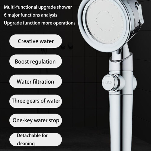 Water Saving High Pressure Rainfall Shower Head with Smart Control, Spray Modes Settings Customizable Flow, One-Key Stop Function for Efficient 2