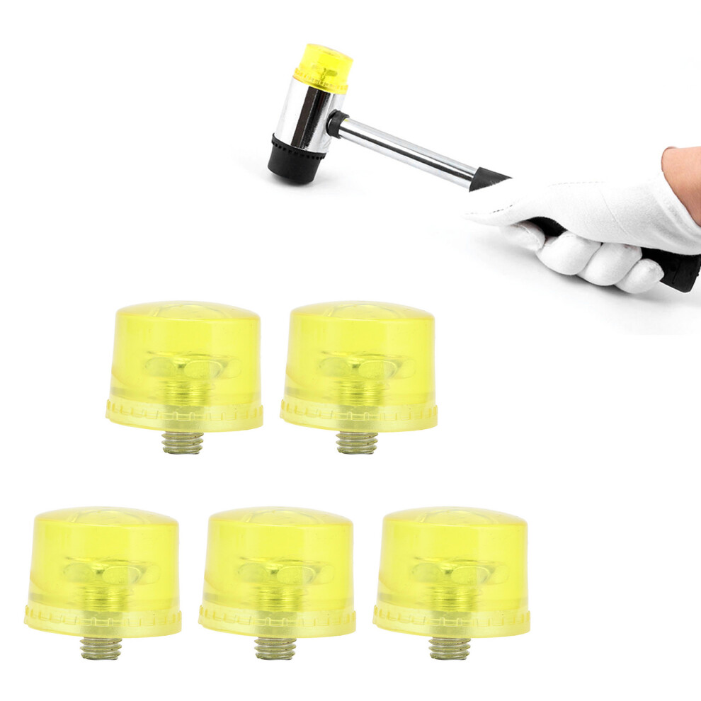 5Pcs Rubber Hammer Head Replacement M8x1 Soft Yellow Striking Tips Kit Î¦40Mm 4601376230150