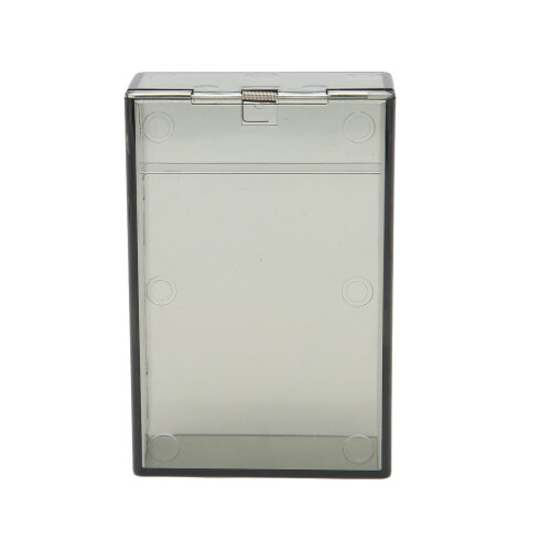 Custodia per sigarette in plastica, trasparente, apertura automatica, 93x62x28mm, nero