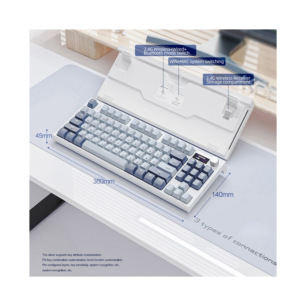 K86 Tri-Mode Rgb Hot-Swappable Russian Mechanical Keyboard Russian Wireless Russian Gaming Keyboard,A 4713743428555